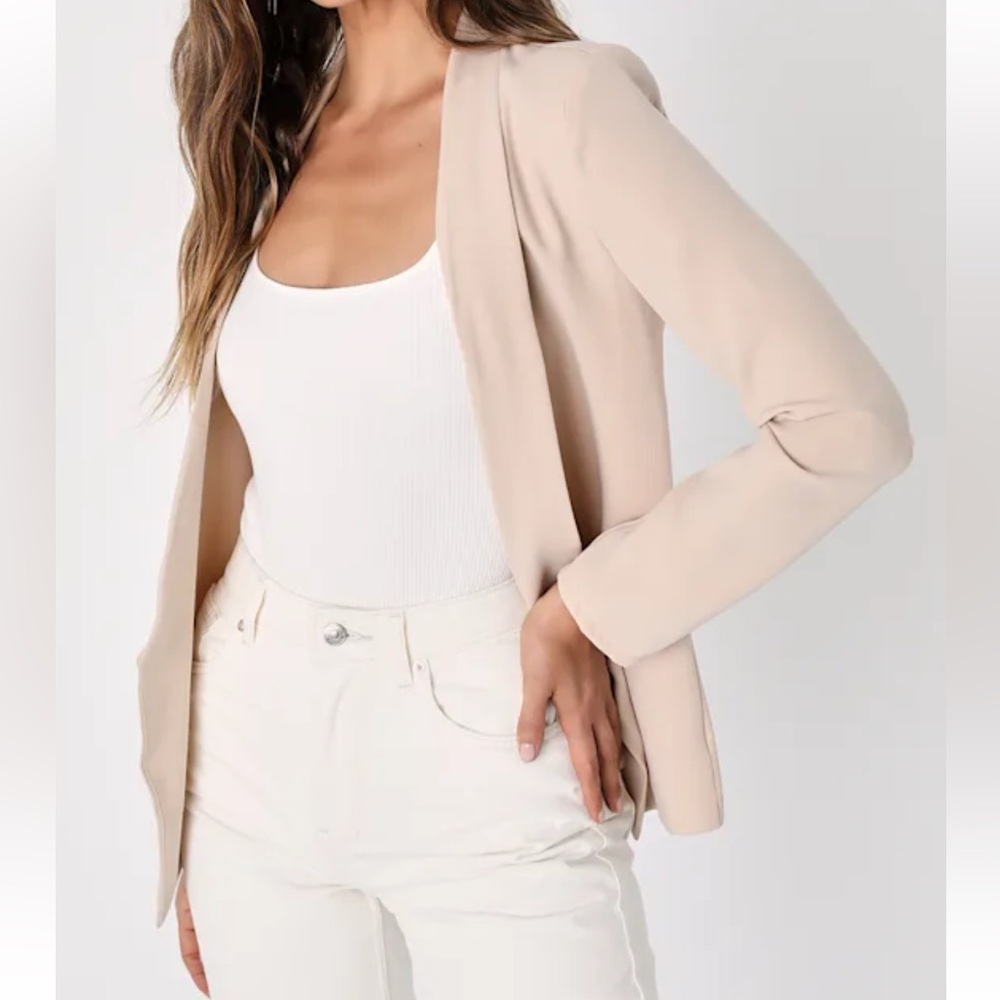 Lulus Miss Punctuality Taupe Lightweight Blazer Beige - Size S